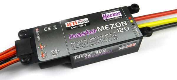 Master Mezon · 8S · 120 A  · 5-8 V SBEC · Jeti Brushless Regler · Hacker
