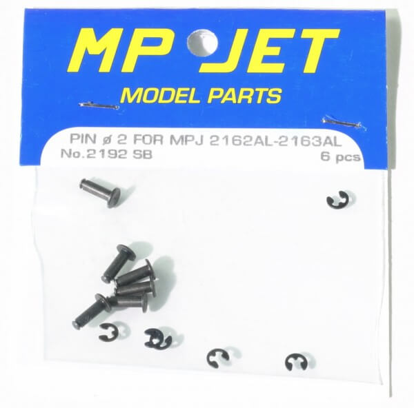 6er Set Stahl-Pin Ø 2,0 mm + Sprengring für 30 mm Alu-Gabelkopf · MP-Jet