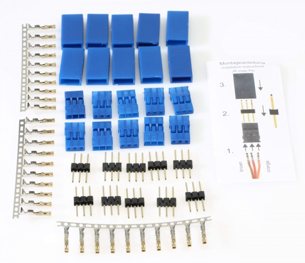 10 Stück Blue-Line JR Servo-Stecker (male) Crimp-Bausatz