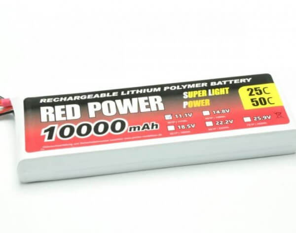 Red Power SLP 10000 mAh 3S Lipo (11,1V) 25 C · Pichler