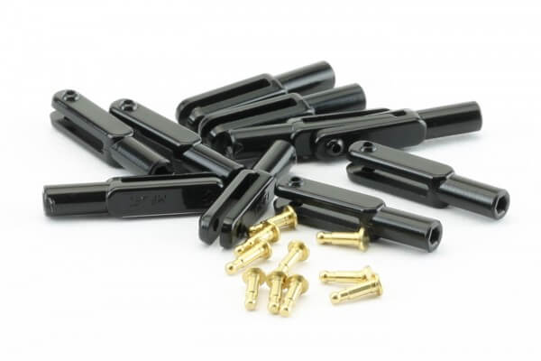 10er-Pack 23mm Mini-Nylon-Gabelköpfe M2 schwarz · B=1,6 mm · Pin Ø 1,6 mm