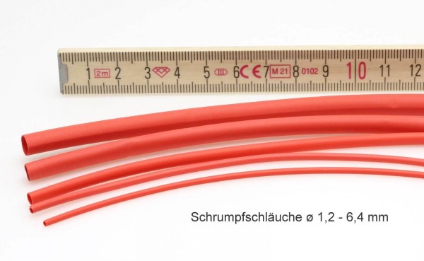 ø 1,6 mm Schrumpfschlauch · 1,0 m rot · 2:1 · Polyolefin selbstverlöschend