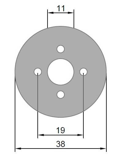 Ø 38 x 2,5 mm · LK 19 mm · GFK-Motorspant u.a. für Kontronik KPG 25