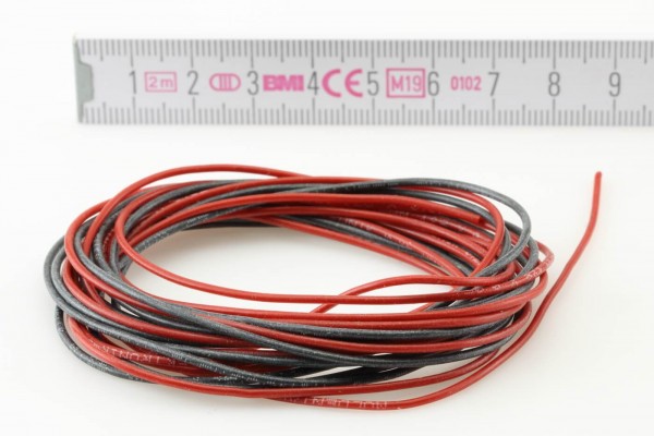 0,25 mm² Silikon-Litze · 2 m rot + 2 m schwarz · extrem flexibel  · Muldental