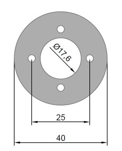 Ø 40 x 3 mm · LK 25 mm · GFK-Motorspant u.a. für Hacker B40 · B50 · A30