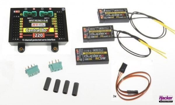 DUPLEX 2.4EX Central Box 220 + 2x Rsat2 + RC Switch · Jeti