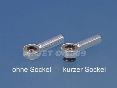 2er Set Alu-Kugelgelenk M 3 · Stahlkugel Ø 5 mm · kurzer Sockel · Bohrung Ø 2,0 mm · MP-Jet V3