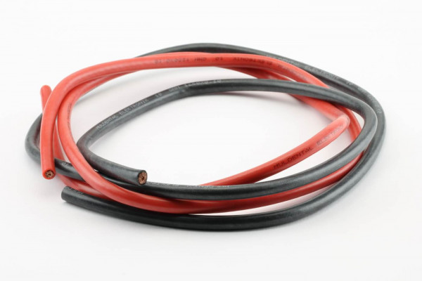 Silikon-Litze 10 mm² · Hochstrom · extrem flexibel · 1 m rot +1 m schwarz · Muldental
