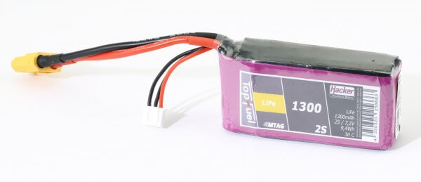 1300 mAh 2S LifePO4-Akku (6,6V) 30 C · XT60 · Hacker TopFuel MTAC