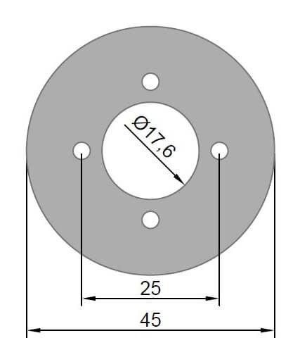 Ø 45 x 3 mm · LK 25 mm · GFK-Motorspant u.a. für Hacker B40 · B50 · A30