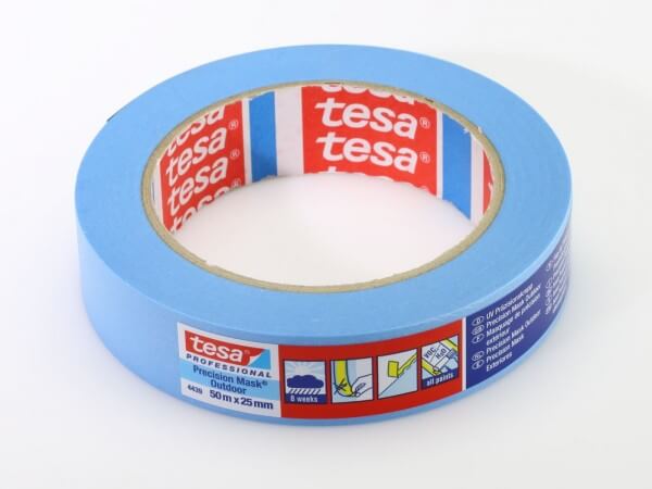 25 mm Tesa 4439 Präzisions-Kreppband blau · UV-beständig · 50 m Rolle