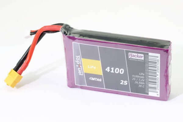 4100 mAh 2S LifePO4-Akku (6,6V) 30 C · XT60 · Hacker TopFuel MTAC