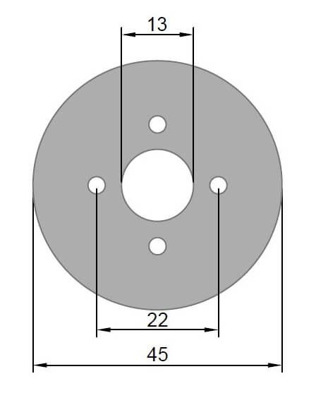 Ø 45 x 3 mm · LK 22 mm · GFK-Motorspant u.a. für Kontronik KPG 27