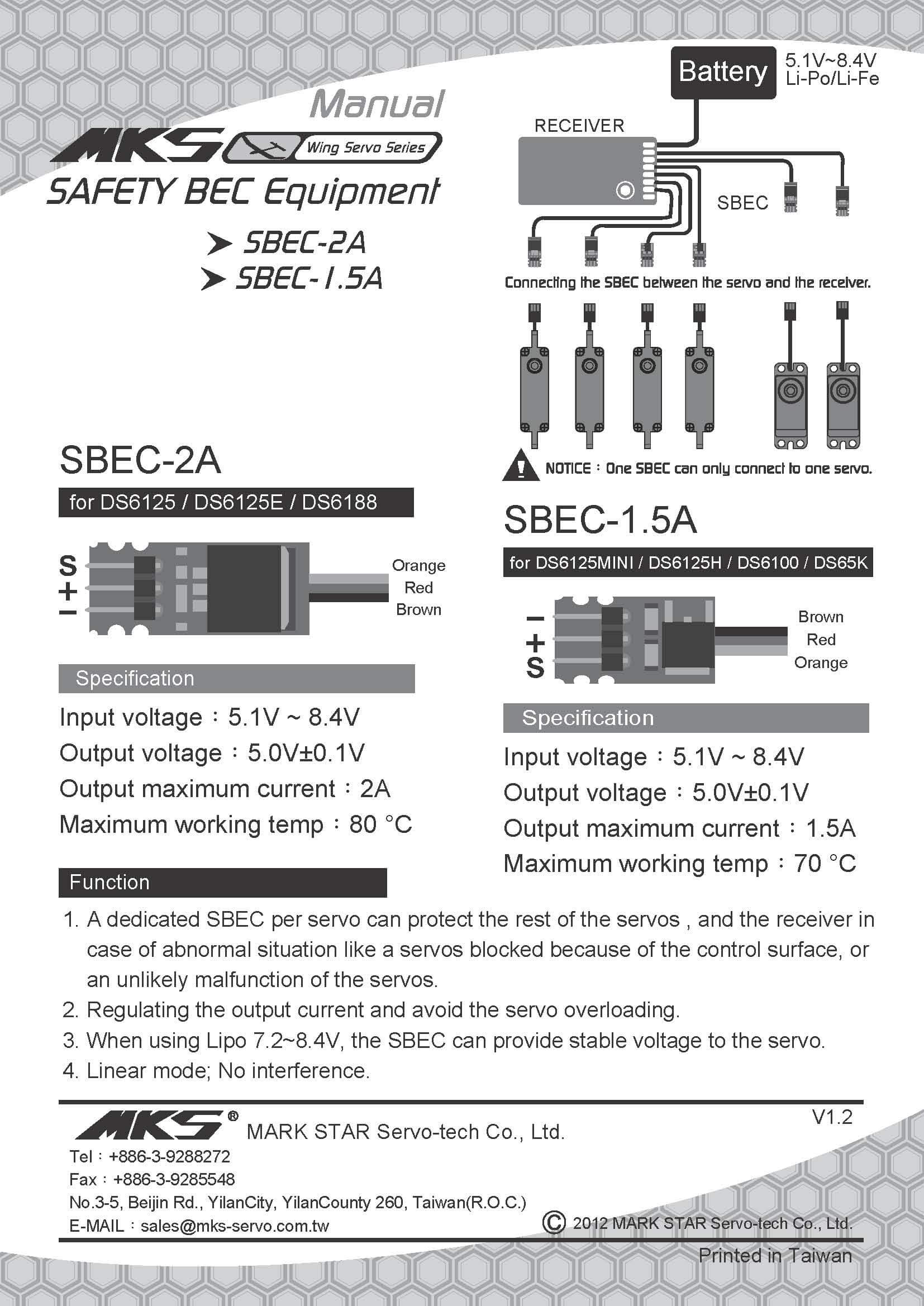 MKS Safety BEC 2A · Servo-Spannungsregulierung auf 5 V