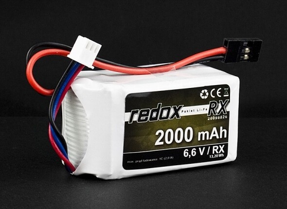 2000 mAh 2S LifePO4-Akku (6,6V) · Graupner JR · Redox