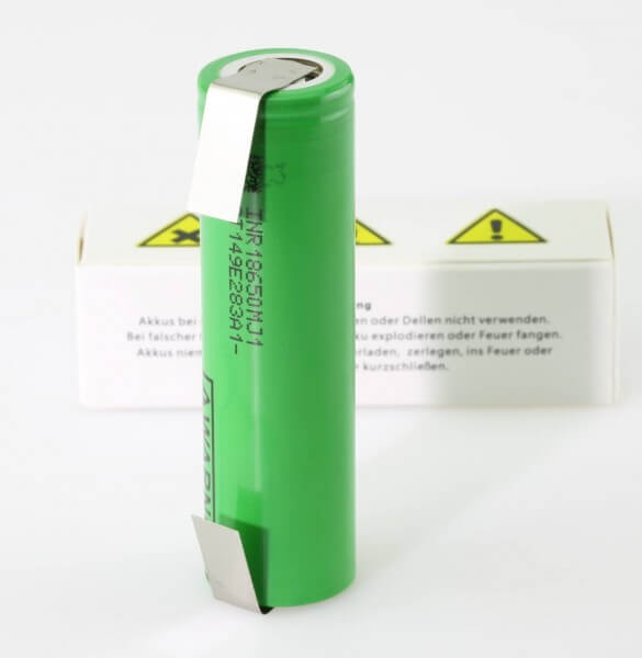 LG INR 18650 MJ1 · 3500 mAh - 3,7 V mit U-Lötfahne bis 10 A