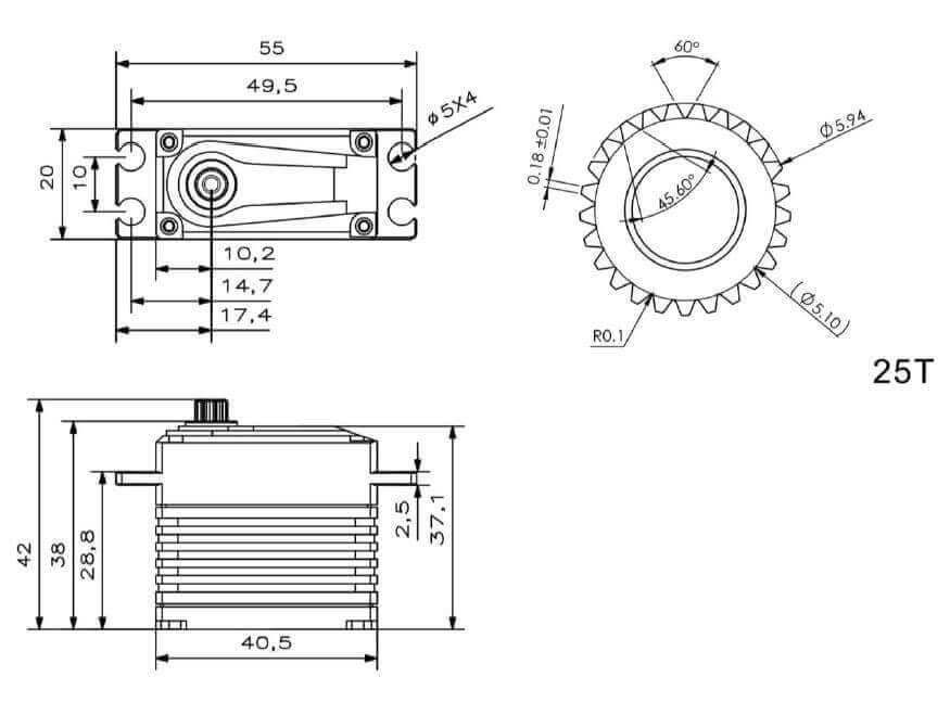 KST A203813 V8 · 20 mm digitales BrushlessHVServo bis 430 Ncm