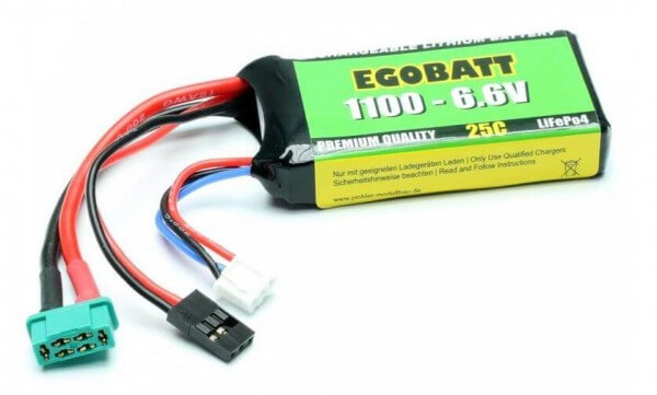 1100 mAh 2S LifePO4-Akku (6,6V) 25 C · MPX + UNI Stecksytem · Pichler Egobatt