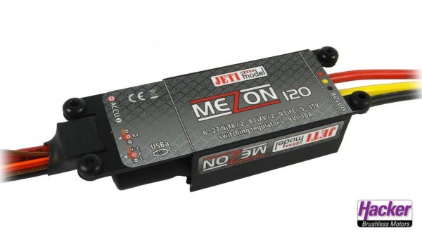 Master Mezon · 8S · 120 A  · 5-8 V SBEC · Jeti Brushless Regler · Hacker