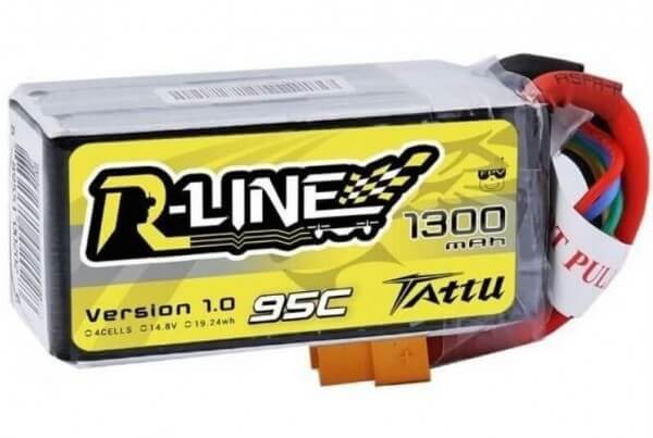 Tattu R-Line 1300 mAh 4S Lipo (14,8V) 95 C · XT60