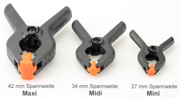 Mini Kunststoff-Spannzwinge · spannt bis 27 mm