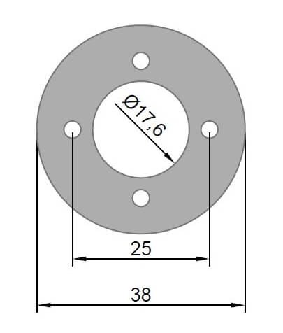 Ø 38 x 3 mm · LK 25 mm · GFK-Motorspant u.a. für Hacker B40 · B50 · A30