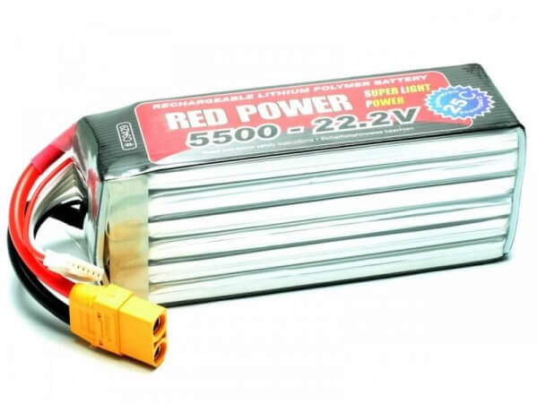 Red Power SLP 5500 mAh 6S Lipo (22,2V) 25 C · XT90 · Pichler
