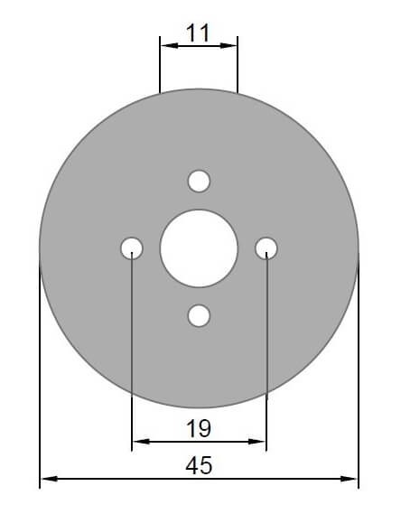Ø 45 x 2,5 mm · LK 19 mm · GFK-Motorspant u.a. für Kontronik KPG 25