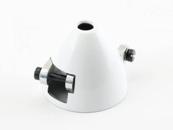 Ø 36 mm RFM CFK-Spinner weiß · Bohrung Ø 5 mm · versetzt · mit Kühlloch · 0° verdreht