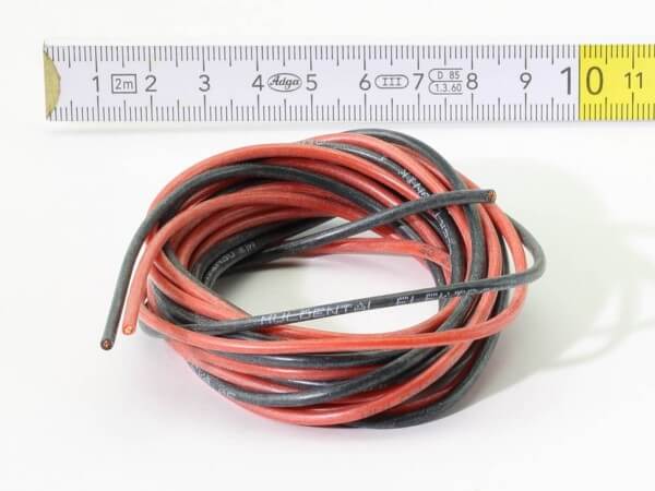 Silikon-Litze 1,0 mm² · extrem flexibel · 2 m rot + 2 m schwarz · Muldental
