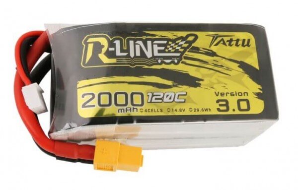 Tattu R-Line 3.0 · 2000 mAh 4S Lipo (14,8V) 120 C · XT60