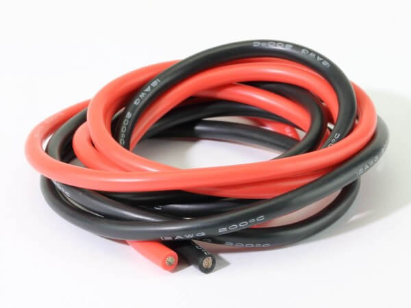 Silikon-Litze 4 mm² · extrem flexibel · 1 m rot + 1 m schwarz